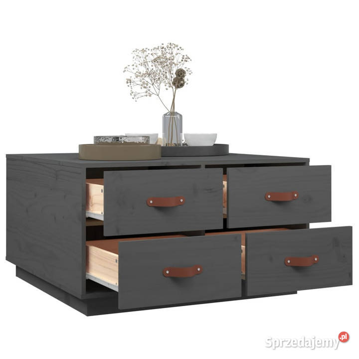 Stolik kawowy szary 80x80x45 lite drewno sosnowe Warszawa