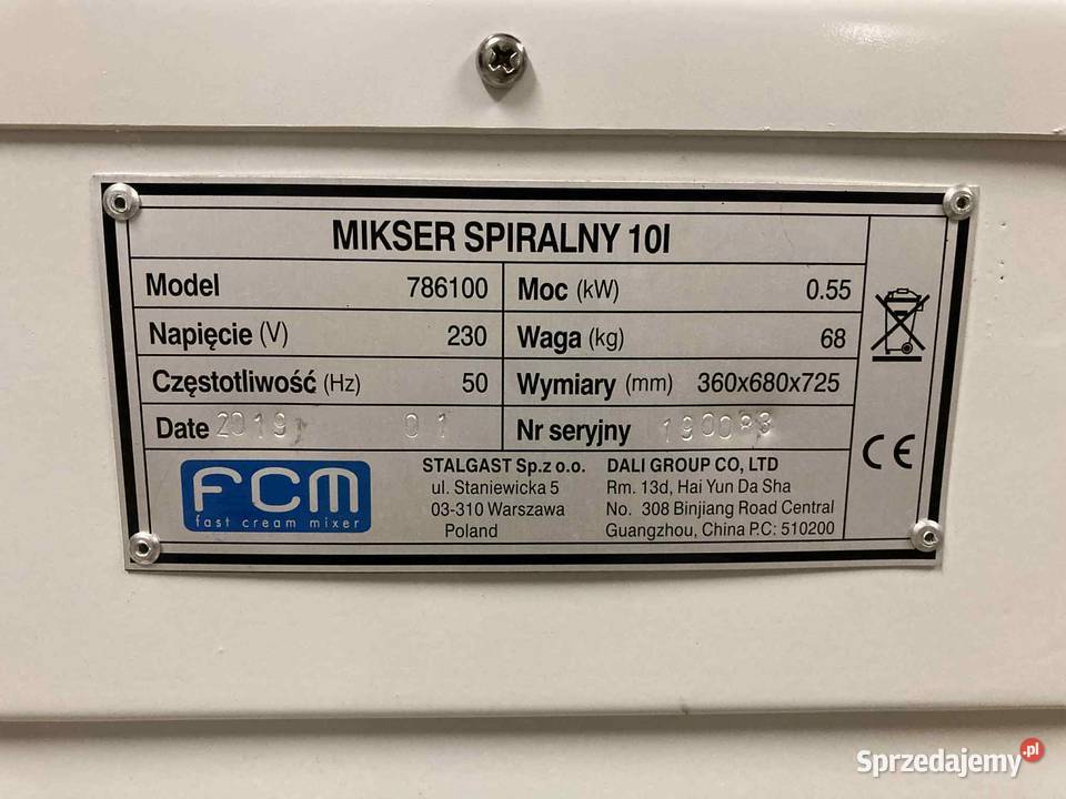 Mikser spiralny Stalgast 10 l stan nowy użyty AGD drobne