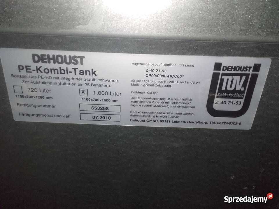 Podwójny zbiornik na olej opałowy napedowy 1000l