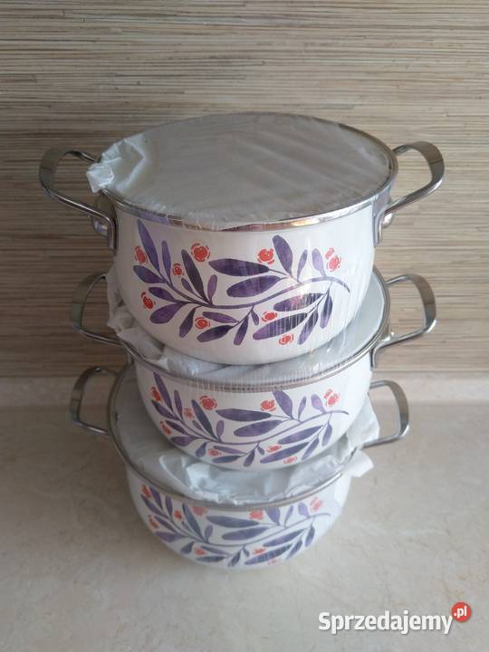 NAJTANIEJ Zestaw Garnków Emaliowanych Pokrywkami Zabrze