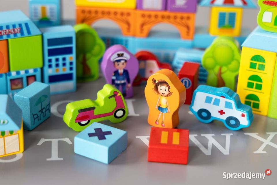 Drewniane klocki edukacyjne miasto 100 sorter