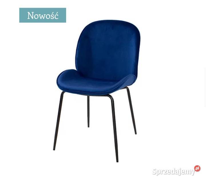 Krzesło niebieskie na czarnych nóżkach Darmowa dostawa