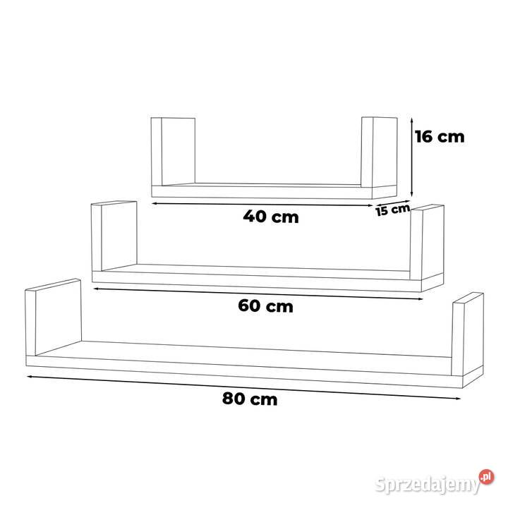 Półka Wisząca Ścienna Na Książki Biała Zestaw 3 Elbląg