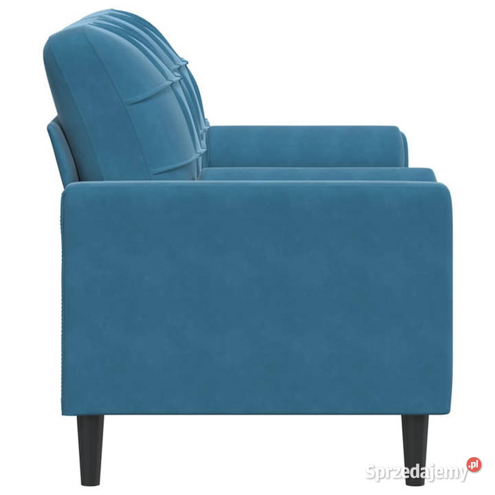 2osobowa sofa z poduszkami niebieska 140 aksamit Warszawa