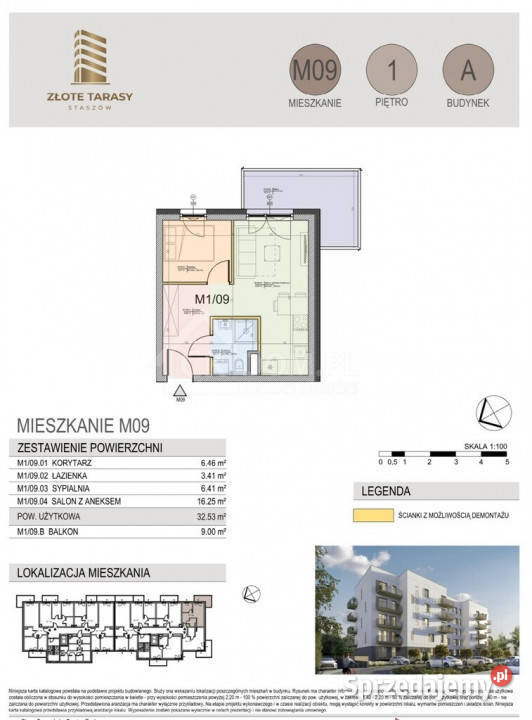 M09 3253 m 2 pokoje balkon 1 piętro Staszów