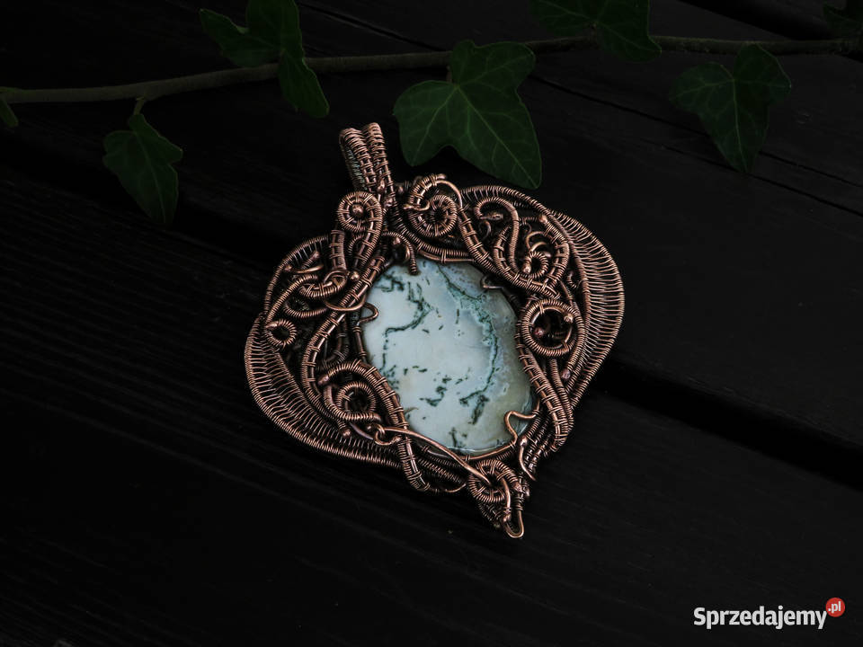 Dwustronny unikatowy wisior agat mszysty Biżuteria dla Pań Wieliczka