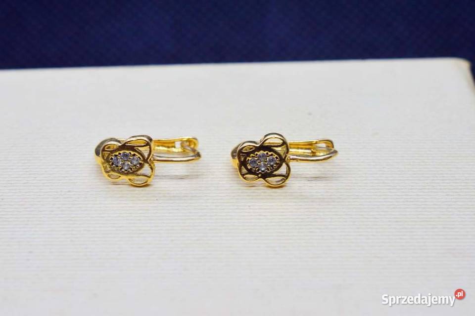 ŁADNE ZŁOTE KOLCZYKI MOTYLKI Z CYRKONIAMI Kołobrzeg sprzedam