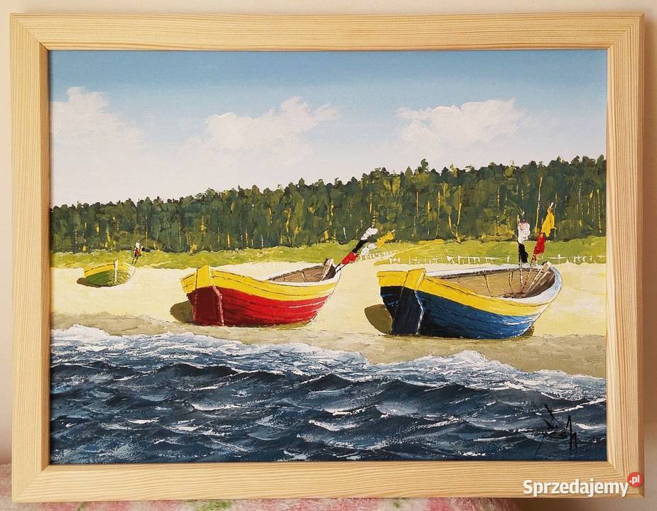 Obraz Łodzie na plaży 30X40 na płótnie Oferuje