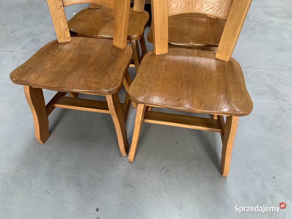 Masywne dębowe krzesła jasny dąb meble Ślesin
