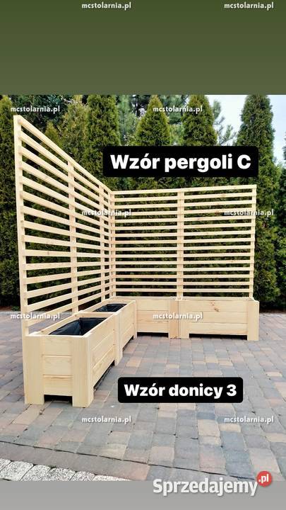 Donica z pergolą płot lamelowy Ogród Chojnice