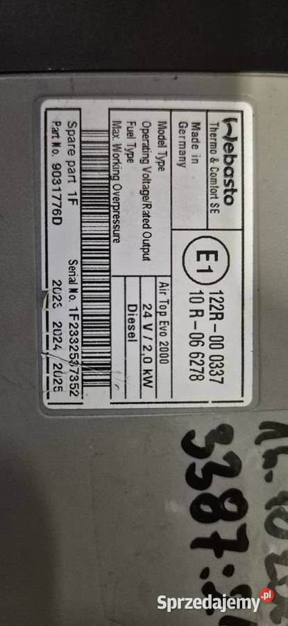 Ogrzewanie Webasto Air top Evo 2000 23r Renault Jarocin sprzedam