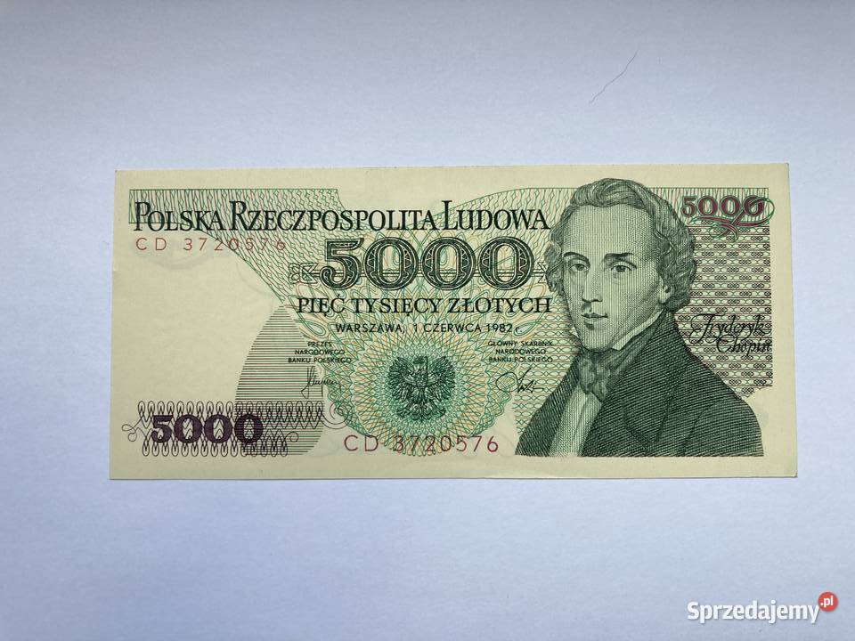 Banknot PRL 5000 stan bankowy Gdynia
