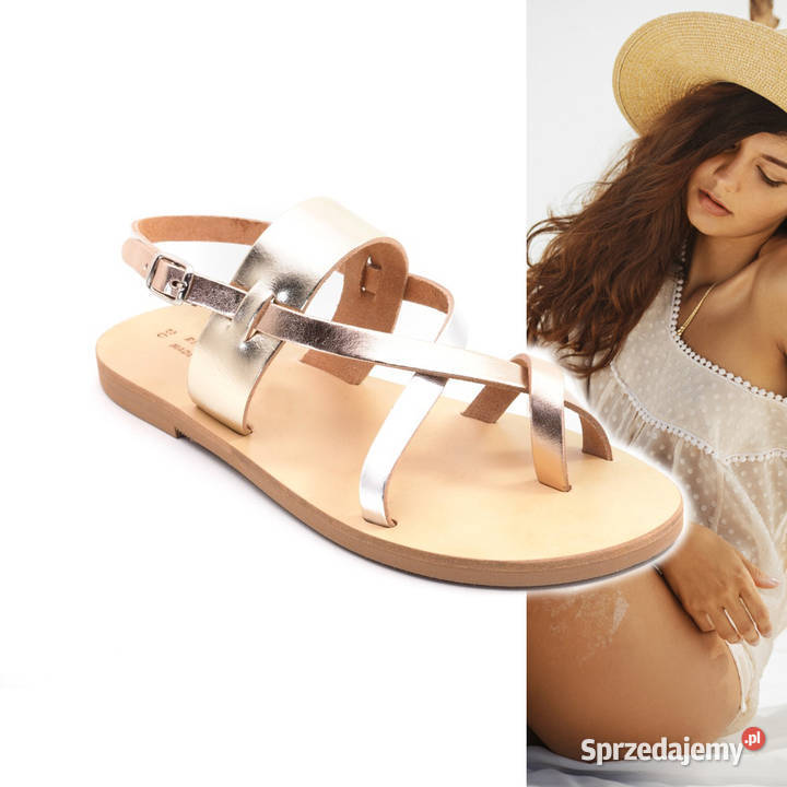 Greckie skórzane sandały Rose Gold różne Poznań