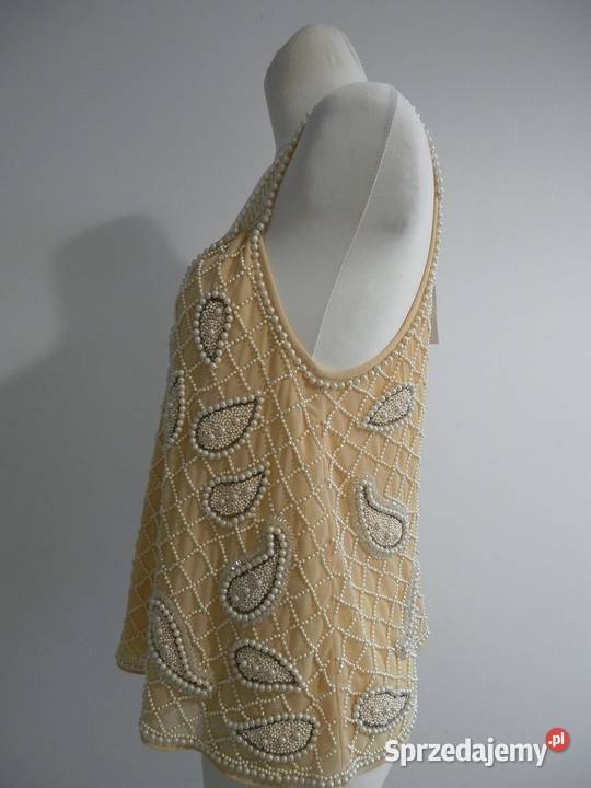 Bluzka Wieczorowa Imprezowa Balowa Kremowa Łomża