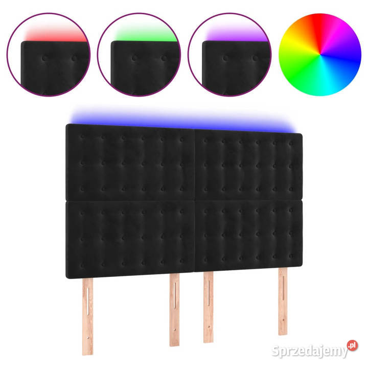 Zagłówek do łóżka z LED czarny 144x5x118128 Ramy i stelaże mazowieckie Warszawa