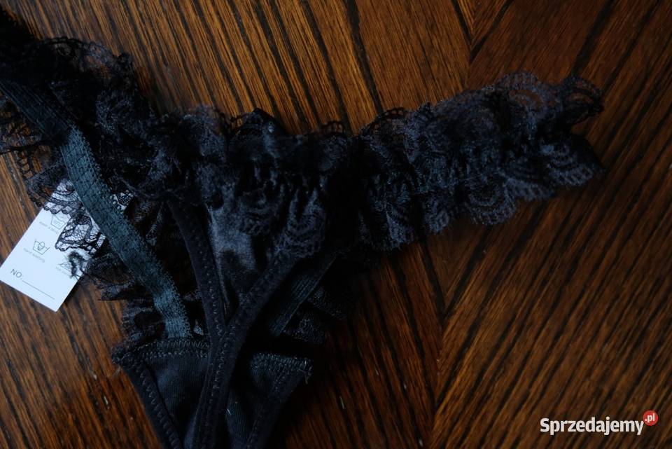 czarne stringi majtki XS 34 S 36 kokardki kujawsko-pomorskie Toruń sprzedam
