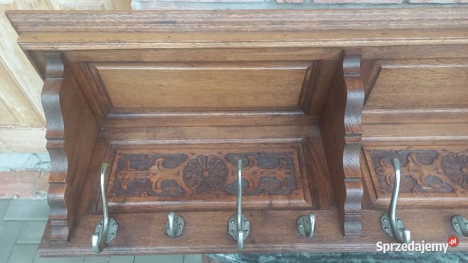 Wieszak dębowy z półką bciężki wiszący ścienny zachodniopomorskie Gawroniec