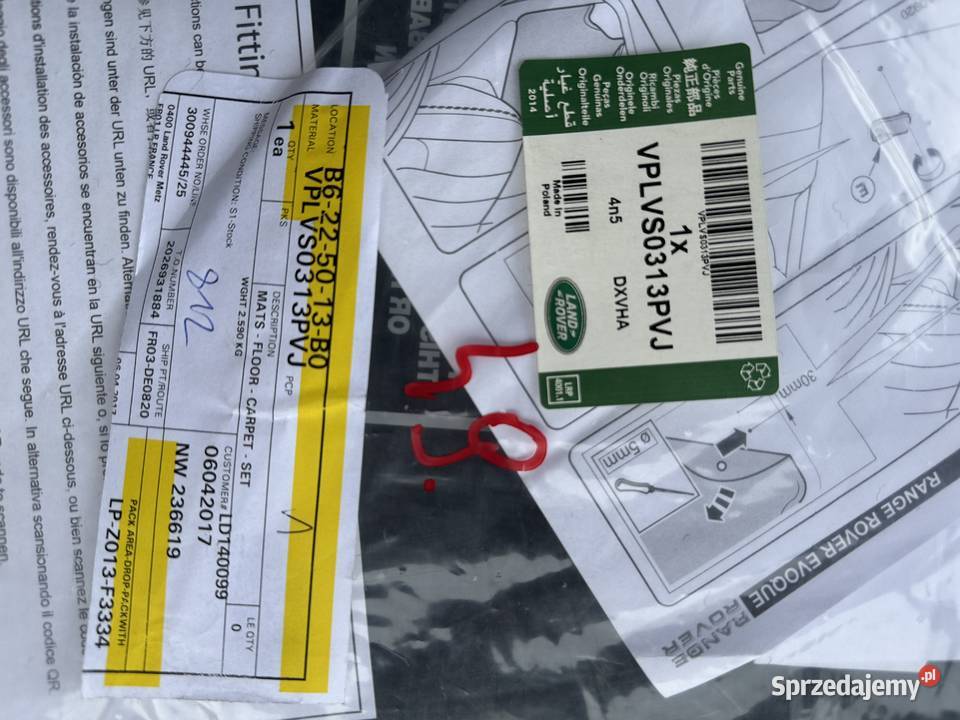 Dywaniki samochodowe Range Land Rover welur Dąbie