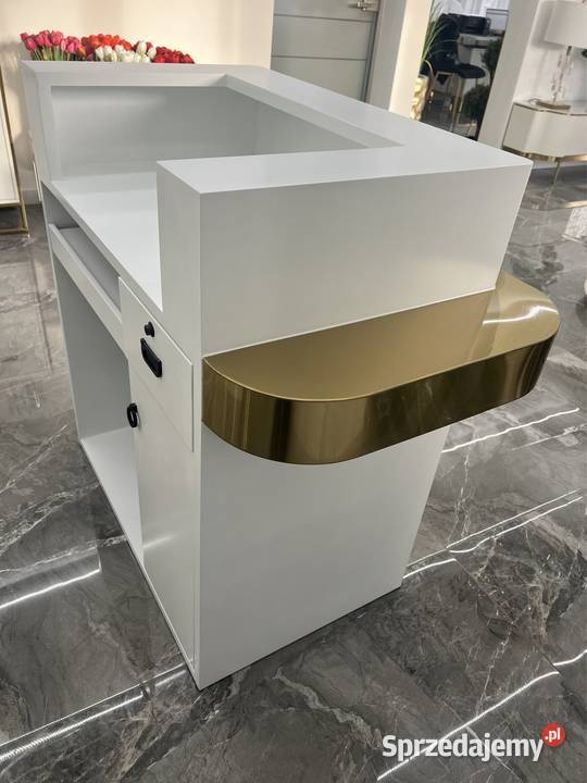 Biała złota recepcja lada do gabinetu do salonu Zdrowie i Uroda Nowy Sącz