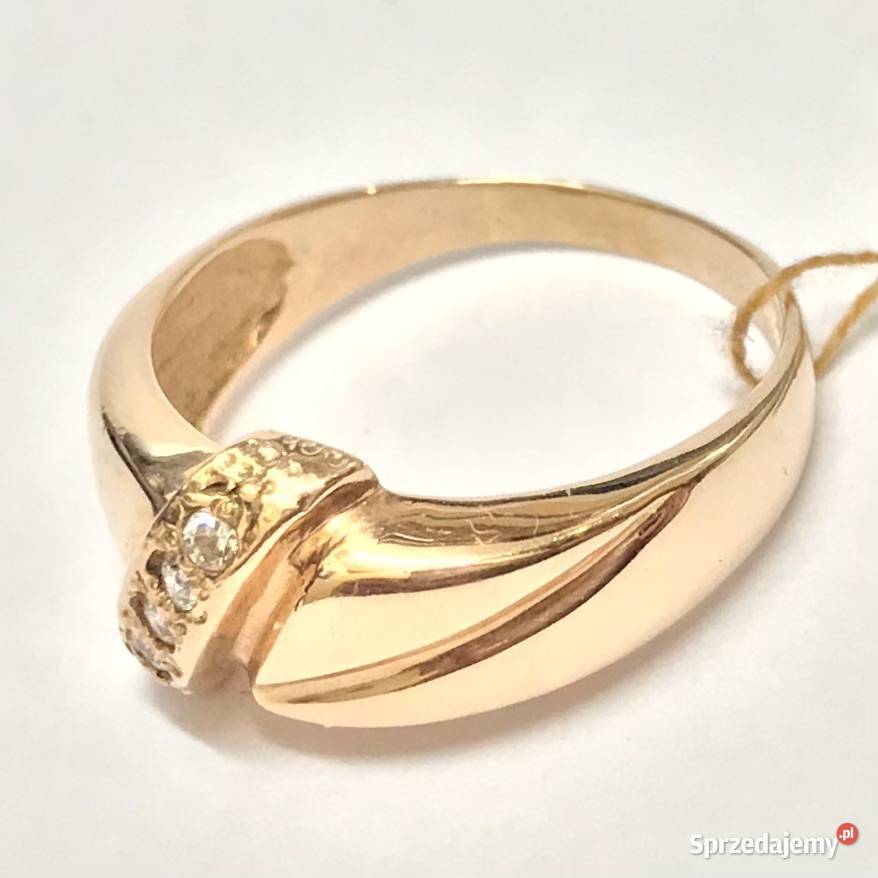 Złoty PIERŚCIONEK 585 14K żółte ZŁOTO kamienie Warszawa