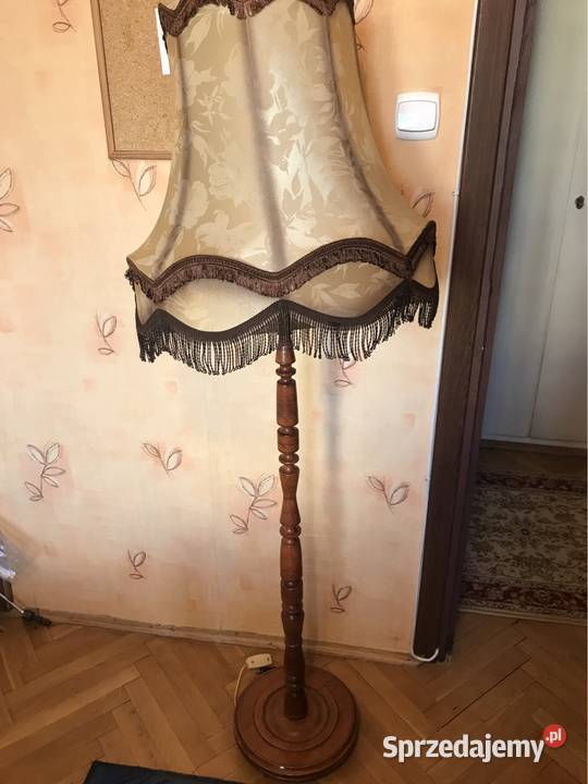 Lampa podłogowa z abażurem dawny PRL Warszawa