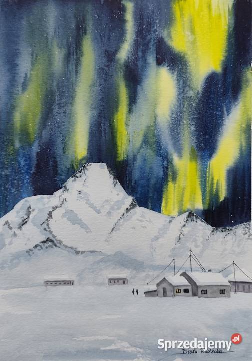 Akwarela Akwarelka Obraz pt Zorza Malarstwo pomorskie Gdańsk sprzedam