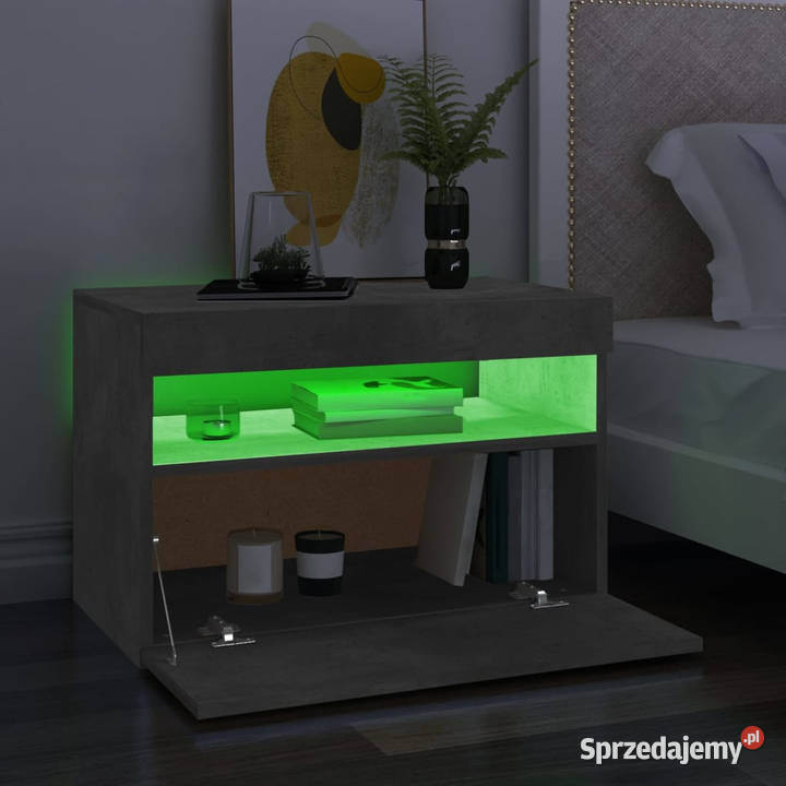 Szafki TV z LED 2 szarość betonu 60x35x40