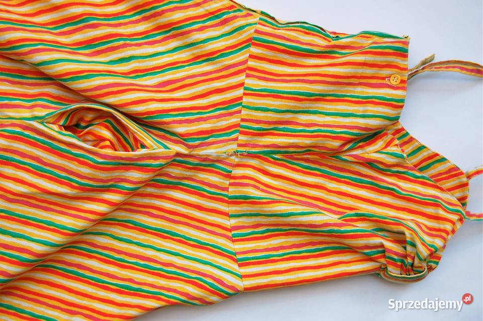 Sukienka vintage paski bawełna VDN Szwecja 60 70 Inny materiał