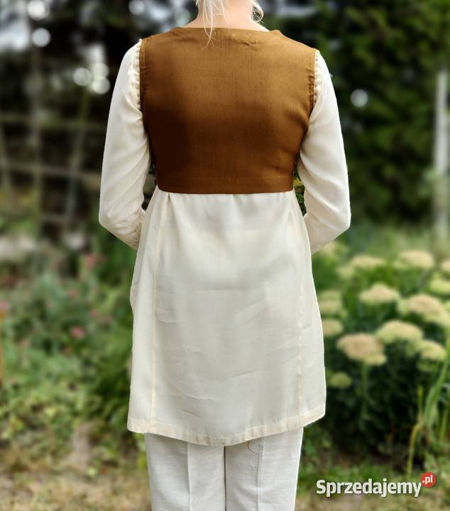 Brązowa kamizelka bolerko gorset S 36 etno folk kolorowy Szczecin