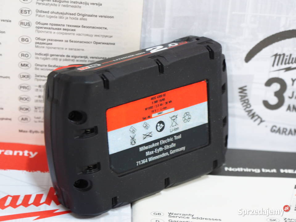MILWAUKEE M18 2Ah bateria akumulator 18v berner Elektryczne Baszkówka