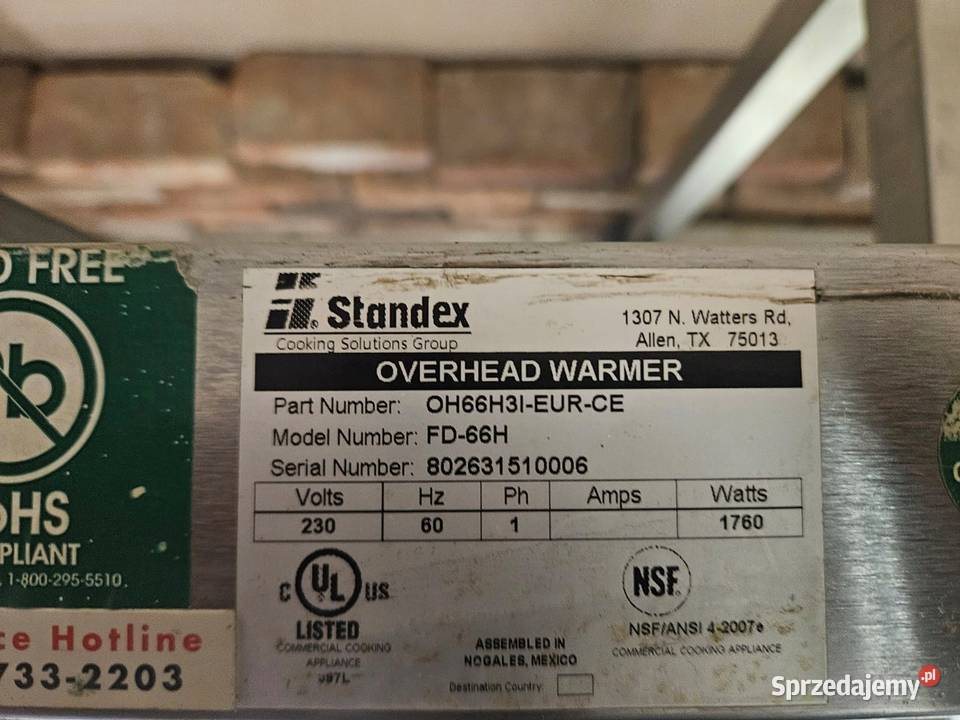 Lampa grzewcza podwieszana pod bemar wydawkę APW Góra