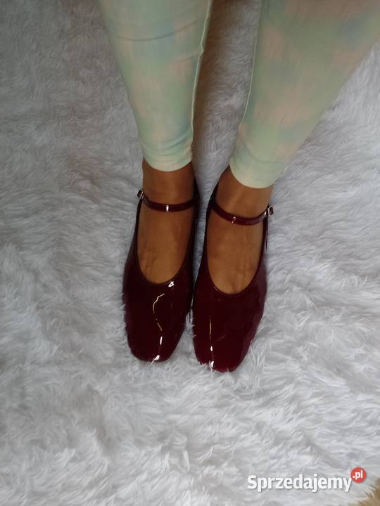 4041 Bordowe Baleriny wieczorowe z zapięciem Kraków