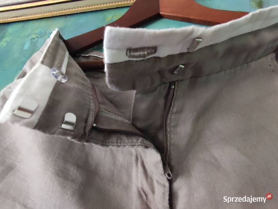 eleganckie wyjściowe letnie spodnie lniane