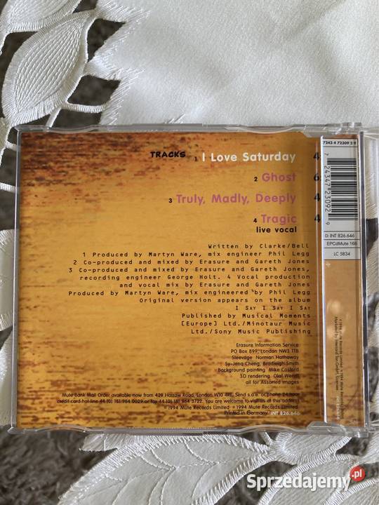 Płyta CD Maxi Single Erasure I Love Saturday Czerwionka-Leszczyny sprzedam