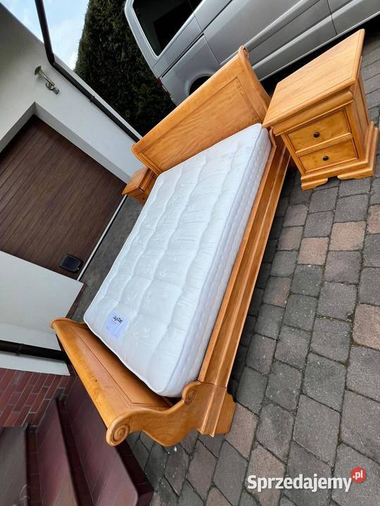 Piekne Dębowe łóżko materac 2 szafki nocne