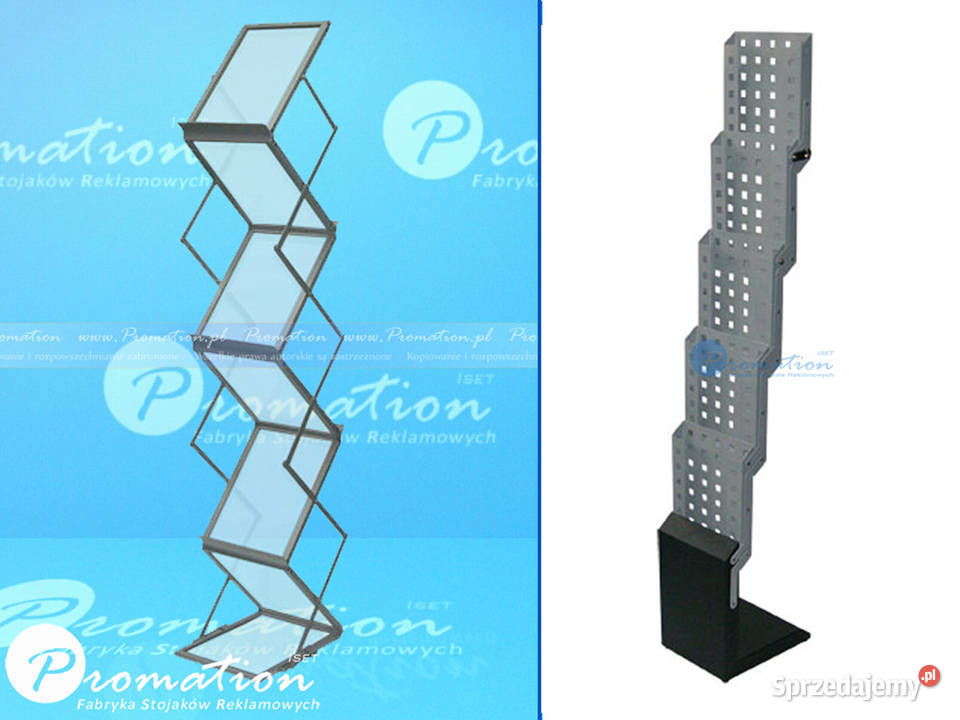 Składane stojaki na foldery ulotki A4 mobilne na Wyposażenie firm Warszawa
