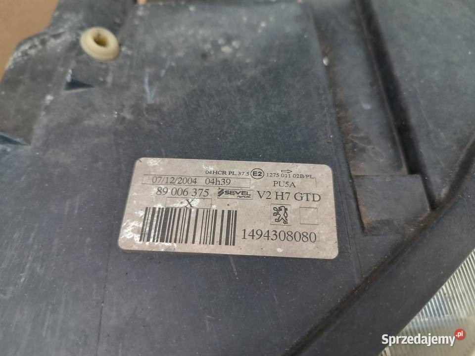 Lampa przednia Peugeot 807 Lewa Prawa Europejska Radom