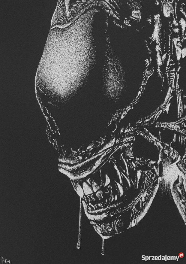 Obcy Alien Obraz ręcznie grawerowany w blasze Dekoracje i ozdoby Sandomierz sprzedam