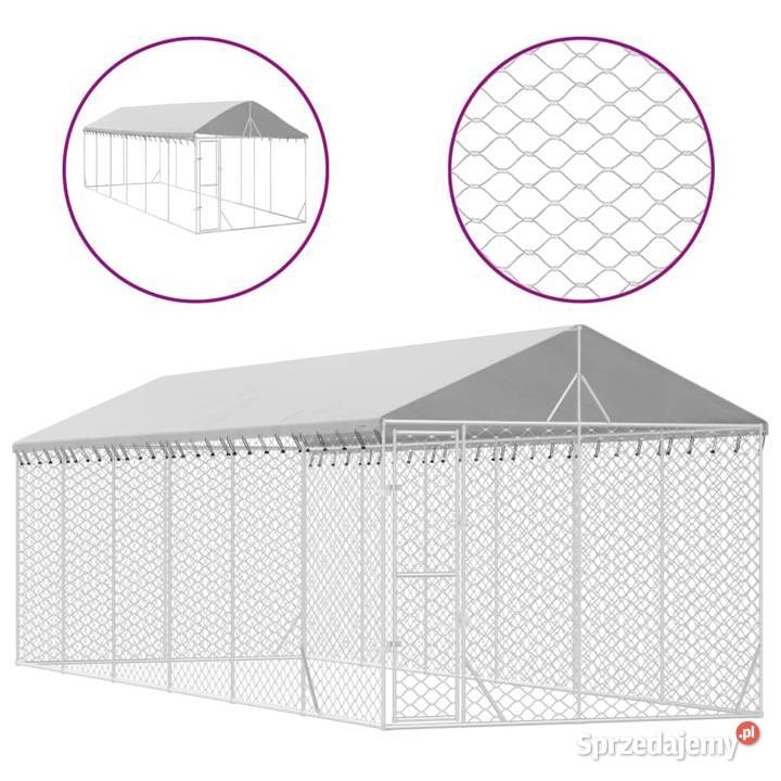 vidaXL Kojec psa z dachem srebrny 3x9x25 Pozostałe Warszawa
