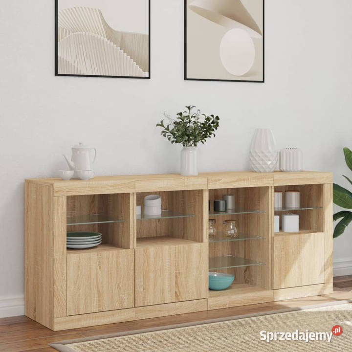 Szafka z oświetleniem LED dąb sonoma 164x37x67 Pozostałe Warszawa