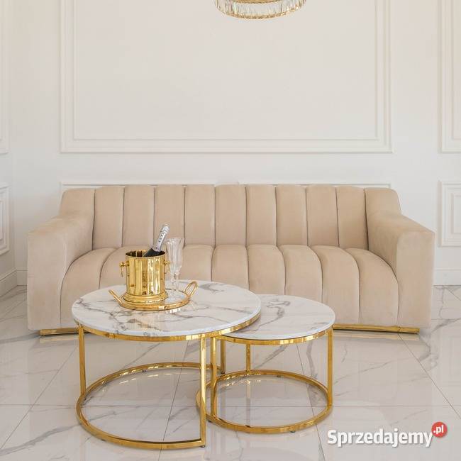 Ekskluzywna Sofa LONDON Beżowa Glamour 3 os 75cm