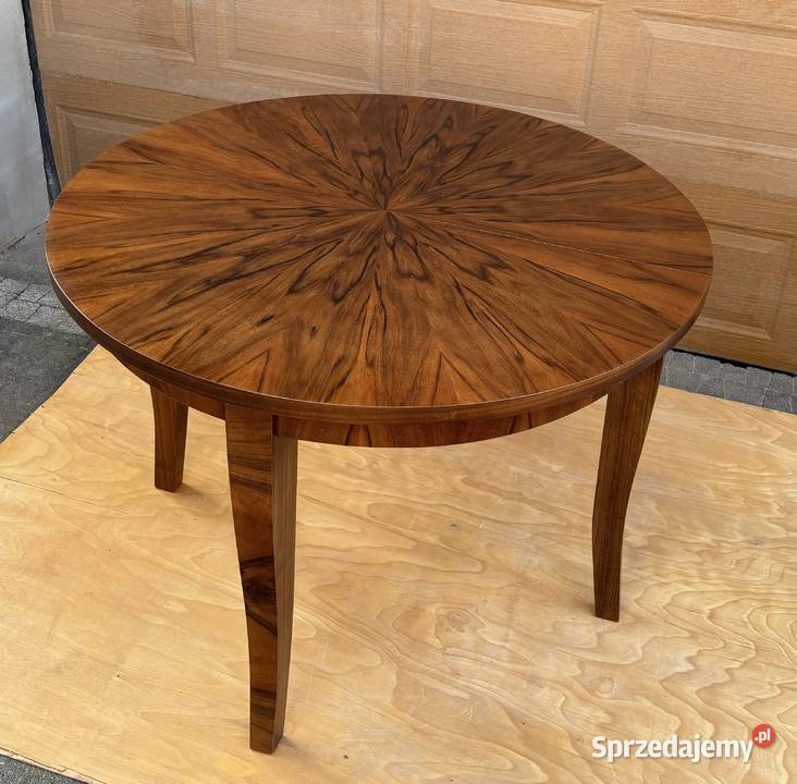 Stół Okrągły Orzech 118 ARTDECO Rozkładany Antyk mazowieckie
