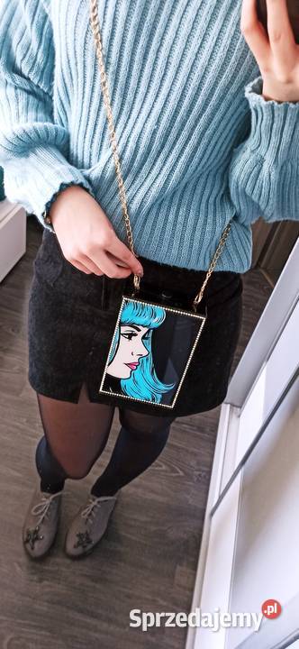 Czarna torebka kopertówka akrylowa Pop Art TANIO Warszawa