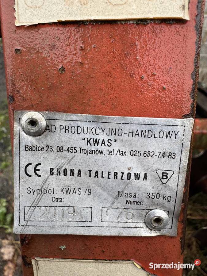 Brona talerzowa 2m 2x9 Rolnictwo Kopaniny