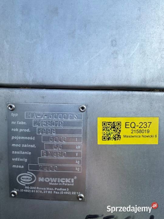 Masownica próżniowa Nowicki MA76000 PSCH Sosnowiec