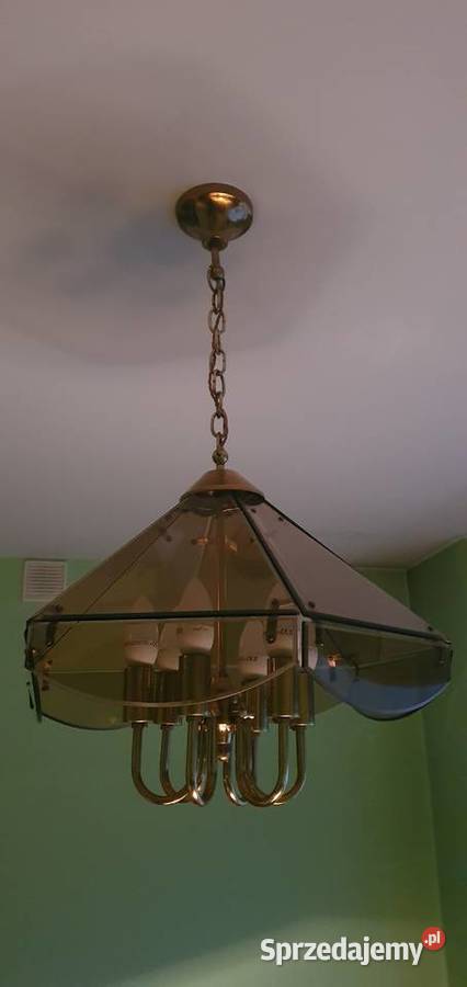 Żyrandol lampa sufitowa z dymionego szkła odcienie brązowego