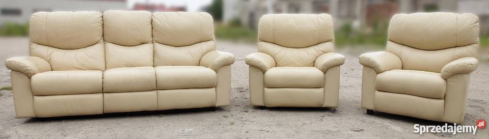 Zestaw wypoczynkowy relax skóra naturalna Łobez