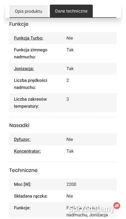 Ergonomiczna i funkcjonalna suszarka PROFICARE Kosmetyka i fryzjerstwo Łódź sprzedam