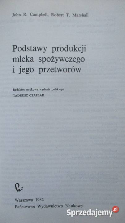 Podstawy produkcji mleka spożywczego i jego rolnictwo, nauki rolnicze Książki naukowe i popularnonaukowe Łódź