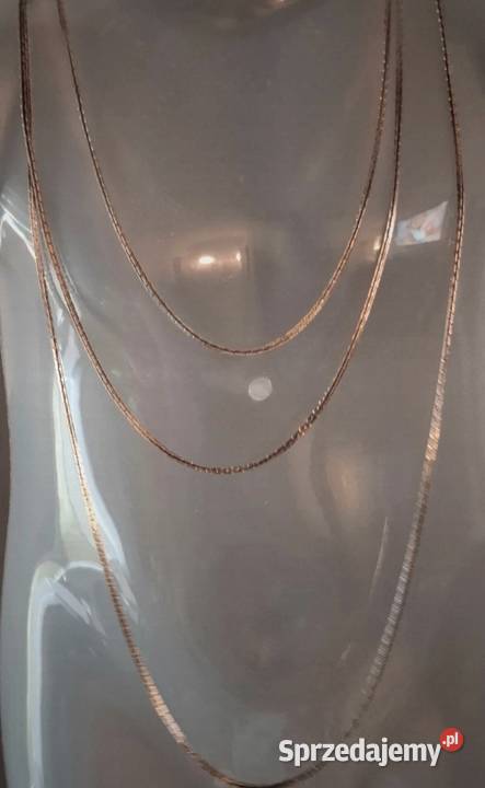 Potrójny Srebrny Łańcuszek Naszyjnik Srebro 38 Łańcuszki Szczecin